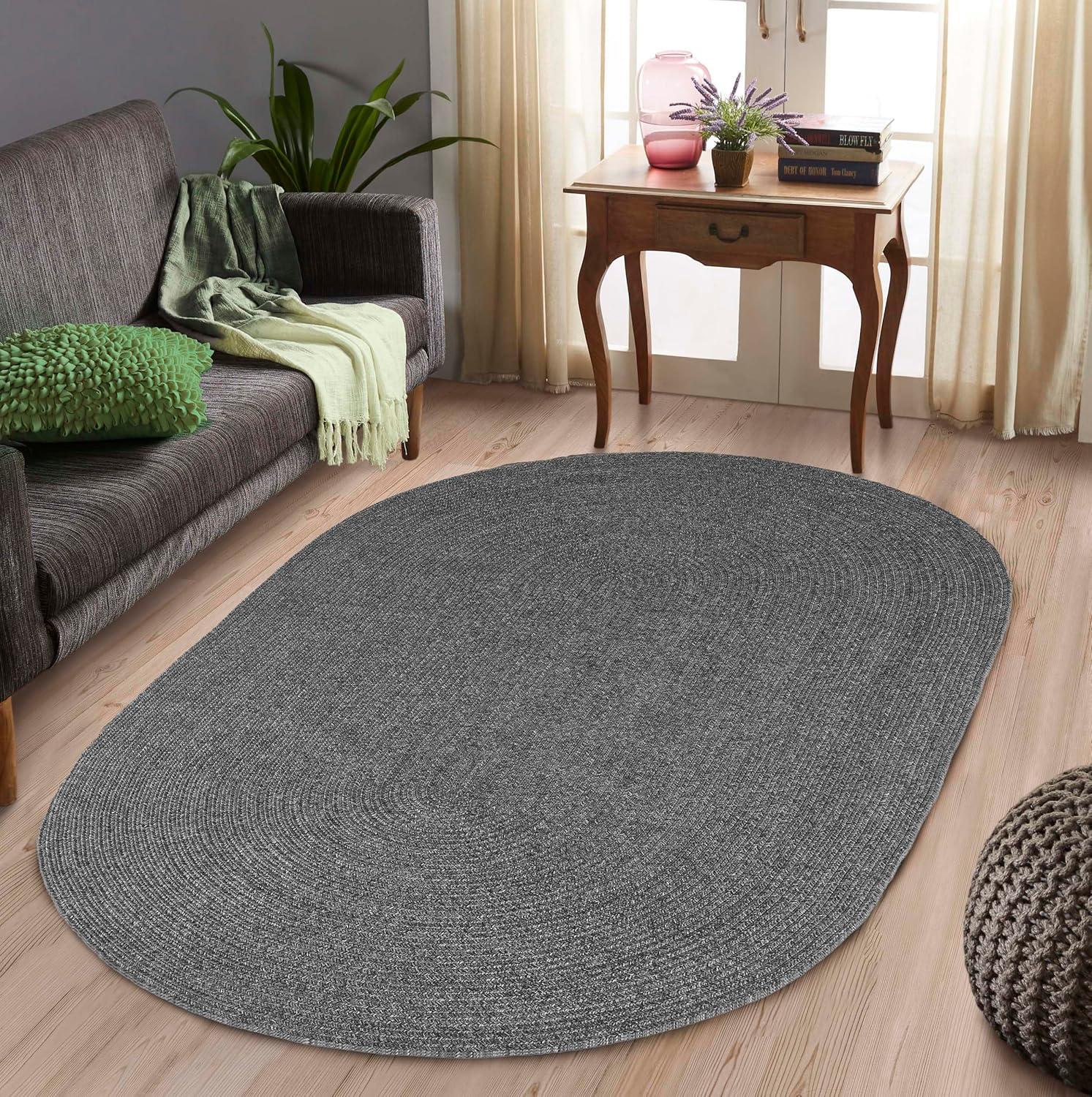 imageSuperior IndoorOutdoor Area Rug Reversible Braided Floor Decor for Living Room Kitchen Patio Front Porch Modern Boho Farmhouse Rugs Hardwood Bedroom Accessories 5 x 8 CharcoalCharcoal