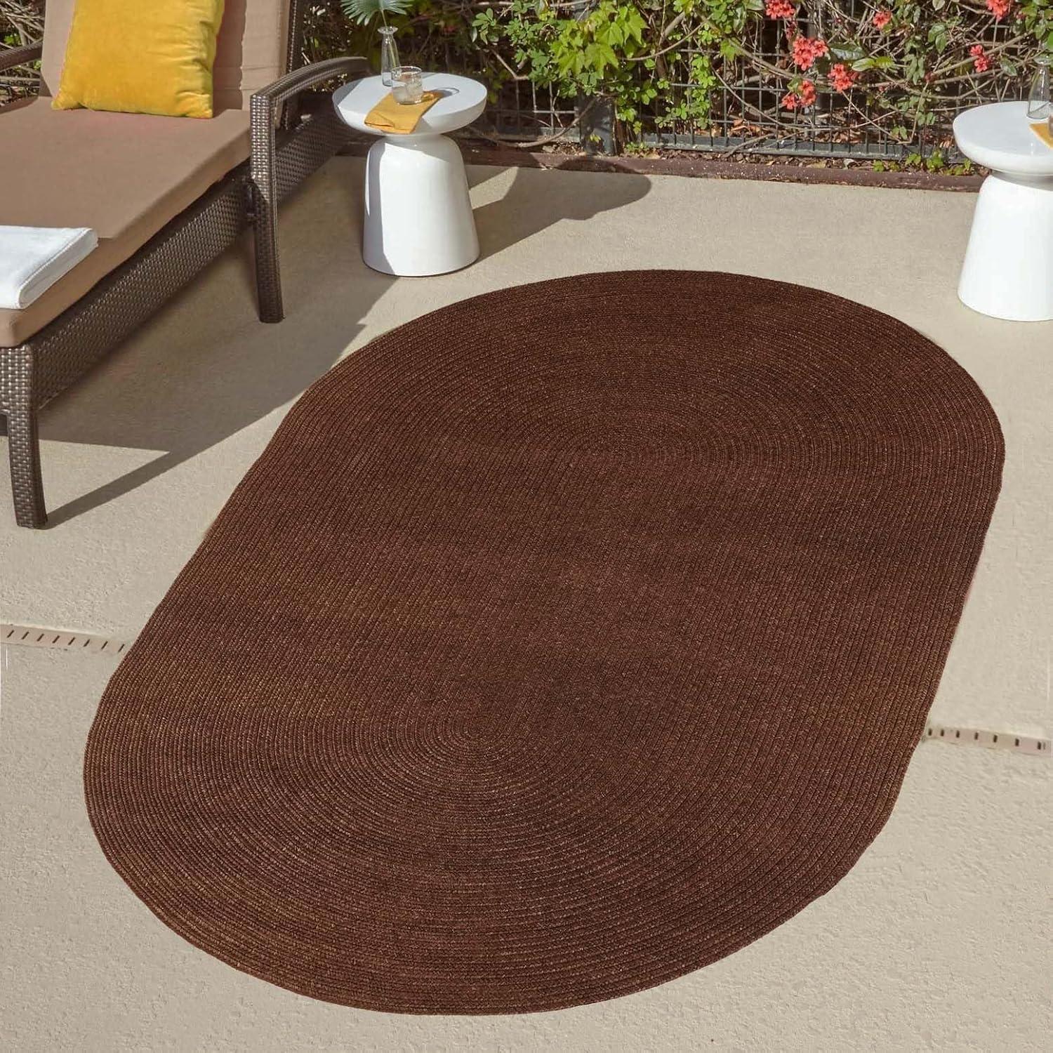 imageSuperior IndoorOutdoor Area Rug Reversible Braided Floor Decor for Living Room Kitchen Patio Front Porch Modern Boho Farmhouse Rugs Hardwood Bedroom Accessories 5 x 8 CharcoalCocoa