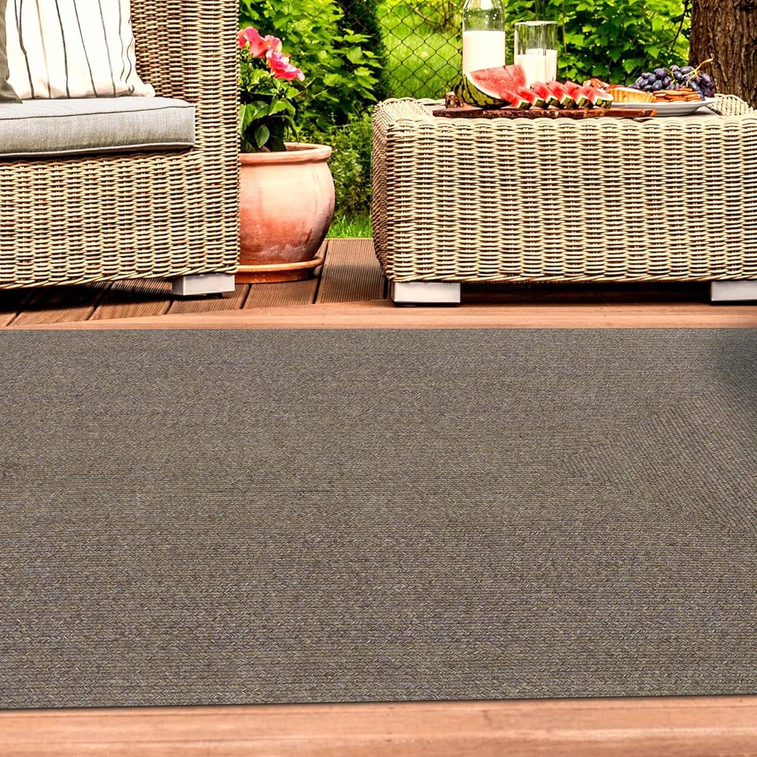 imageSuperior IndoorOutdoor Area Rug Reversible Braided Floor Decor for Living Room Kitchen Patio Front Porch Modern Boho Farmhouse Rugs Hardwood Bedroom Accessories 4 x 6 Latte