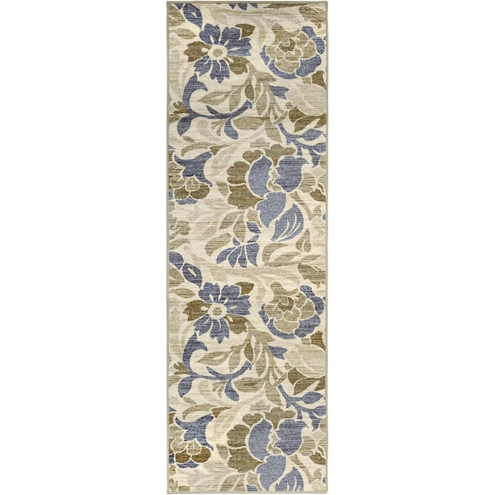 imageSuperior Berrigan Floral Indoor Area Rug for Living Room Bedroom Office Kitchen Dining Washable Rugs Foam Backing Roselyn Collection 5 x 8 CreamBeige27 x 8