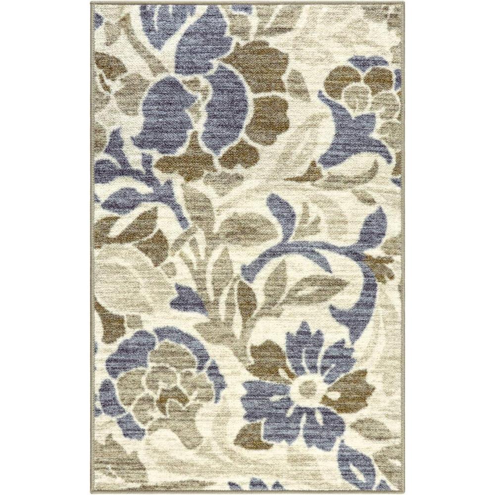 imageSuperior Berrigan Floral Indoor Area Rug for Living Room Bedroom Office Kitchen Dining Washable Rugs Foam Backing Roselyn Collection 5 x 8 CreamBeige5 x 8 Feet