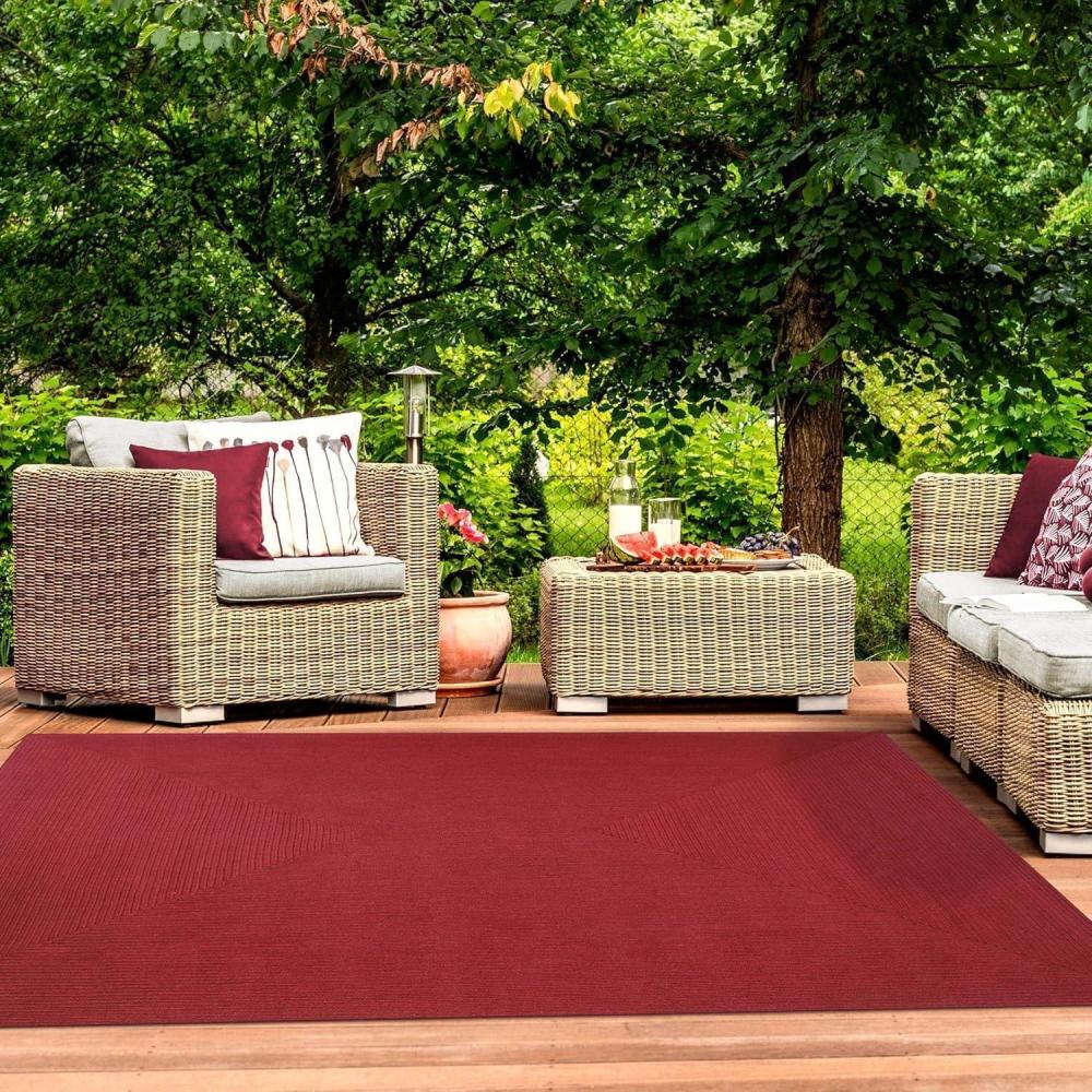 imageSuperior IndoorOutdoor Area Rug Reversible Braided Floor Decor for Living Room Kitchen Patio Front Porch Modern Boho Farmhouse Rugs Hardwood Bedroom Accessories 4 x 6 Burgundy