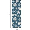 SUPERIOR Indoor Outdoor Runner or Area Rug, Coastal Nautical Floor Decor for Patio, Poolside, Kitchen, Living Room, Bedroom, Jute Backing, Seashells Starfish, Makena Collection, 2′ 7″ x 8′, Navy Blue