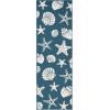 SUPERIOR Indoor Outdoor Runner or Area Rug, Coastal Nautical Floor Decor for Patio, Poolside, Kitchen, Living Room, Bedroom, Jute Backing, Seashells Starfish, Makena Collection, 2′ 7″ x 8′, Navy Blue