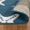 SUPERIOR Indoor Outdoor Runner or Area Rug, Coastal Nautical Floor Decor for Patio, Poolside, Kitchen, Living Room, Bedroom, Jute Backing, Seashells Starfish, Makena Collection, 2′ 7″ x 8′, Navy Blue