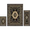 Superior Indoor Area Rug Set, for Living Room, Entryway, Basement, Bedroom, Kitchen, Office, Floor Cover, Jute Backing, Formal Floral, Clementina 3 Piece Rug Set, 2′ x 3′, 2′ x 5′, 5′ x 7′, Black