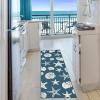 SUPERIOR Indoor Outdoor Runner or Area Rug, Coastal Nautical Floor Decor for Patio, Poolside, Kitchen, Living Room, Bedroom, Jute Backing, Seashells Starfish, Makena Collection, 2′ 7″ x 8′, Navy Blue