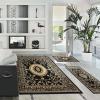 Superior Indoor Area Rug Set, for Living Room, Entryway, Basement, Bedroom, Kitchen, Office, Floor Cover, Jute Backing, Formal Floral, Clementina 3 Piece Rug Set, 2′ x 3′, 2′ x 5′, 5′ x 7′, Black