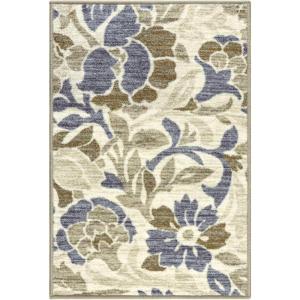 Superior Berrigan Floral Indoor Area Rug for Living Room, Bedroom, Office, Kitchen, Dining, Washable Rugs, Foam Backing, Roselyn Collection, 5′ x 8′, Cream-Beige(2′ x 3′)