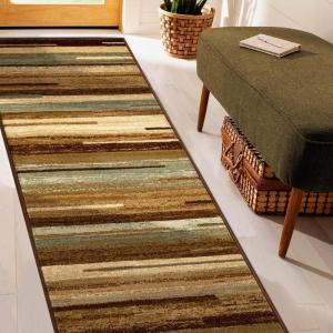 Superior Indoor Area Rug, Jute Backed Modern Floor Decor for Home Hallway, Living Room, Office, Kitchen, Dining, Entryway, Bedroom, Abstract Lines, Fulgor Collection, 4′ x 6′, Maroon(Taupe)