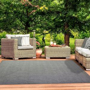 Superior Indoor/Outdoor Area Rug, Reversible Braided Floor Decor for Living Room, Kitchen, Patio, Front Porch, Modern Boho Farmhouse Rugs, Hardwood, Bedroom Accessories, 5′ x 8′, Charcoal(Fog Green)
