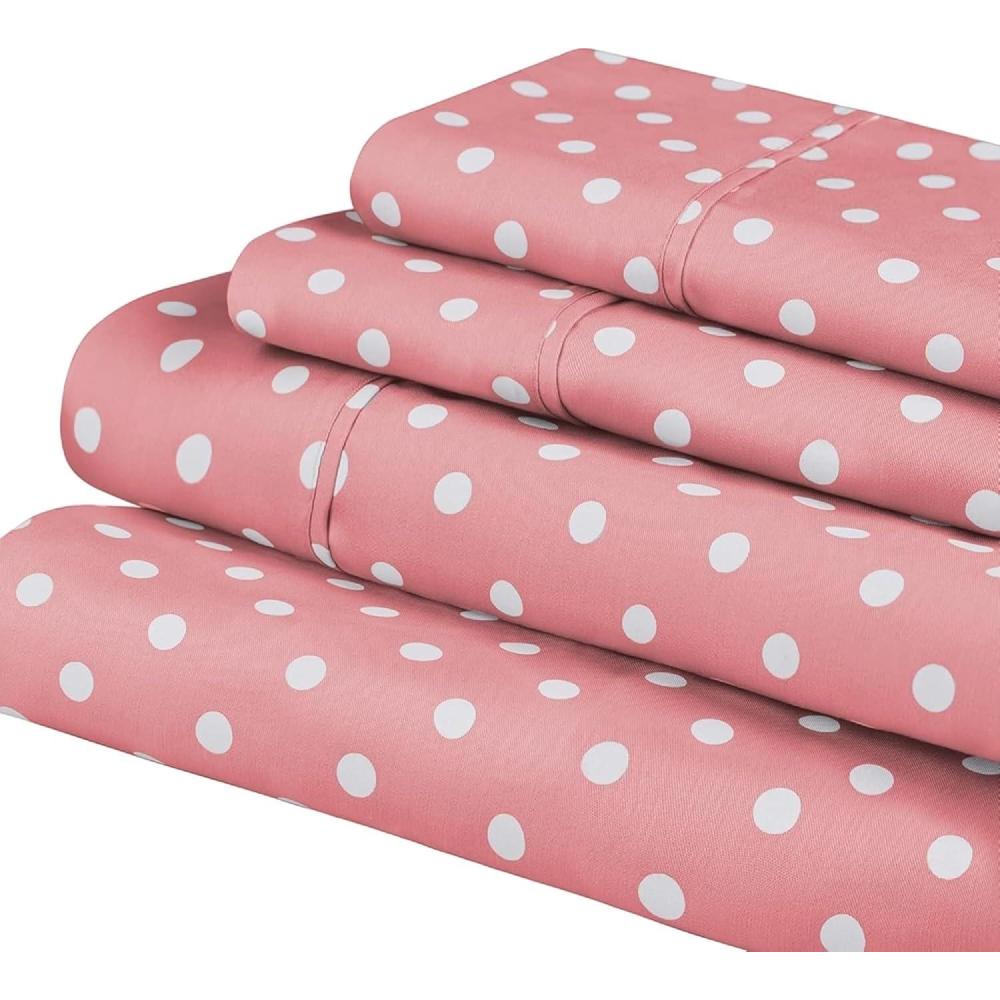 imageSUPERIOR Percale 300 Thread Count 100 Cotton Deep Pocket 5Piece Split King Bed Sheet Set Solid LilacPink