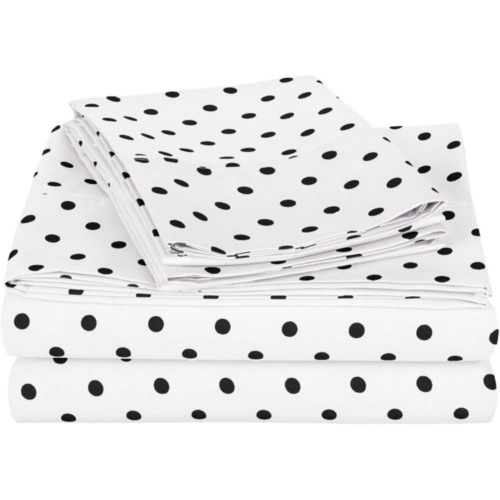 imageSUPERIOR Percale 300 Thread Count 100 Cotton Deep Pocket 5Piece Split King Bed Sheet Set Solid LilacWhite