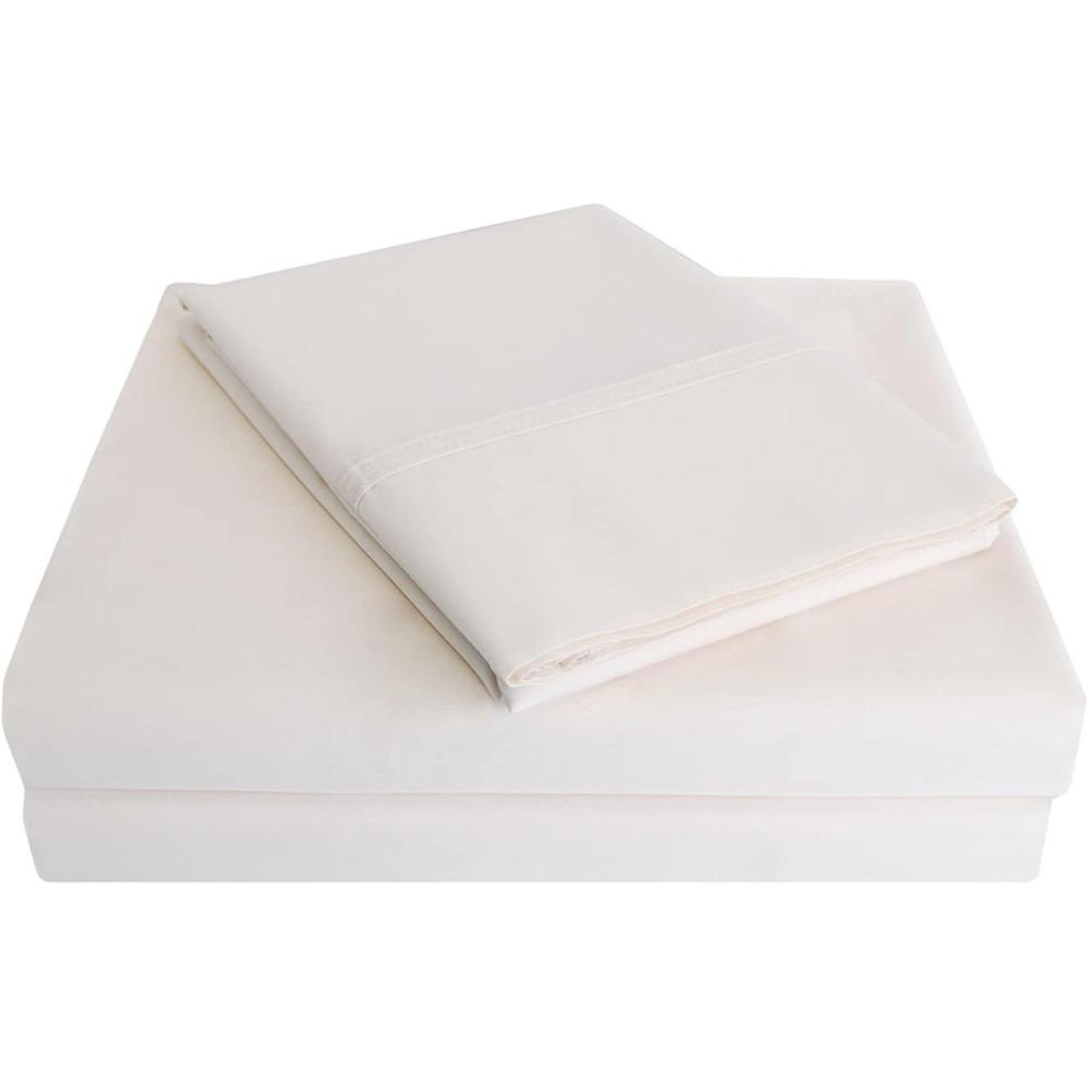 imageSuperior Cotton Percale Deep Pocket Sheet Set Twin XL Ivory 4Pieces
