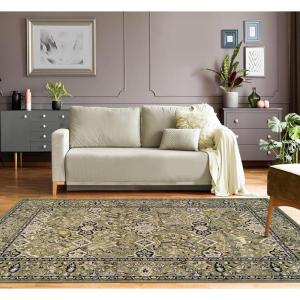 Superior Indoor Area Rug, Jute Backing, Modern Plush Rugs for Entryway, Living Room, Kitchen Floors, Bedroom, Hallway, Office Floor Cover, Classic Floral Rugs, Radcliffe Collection, 5′ x 8′, Green