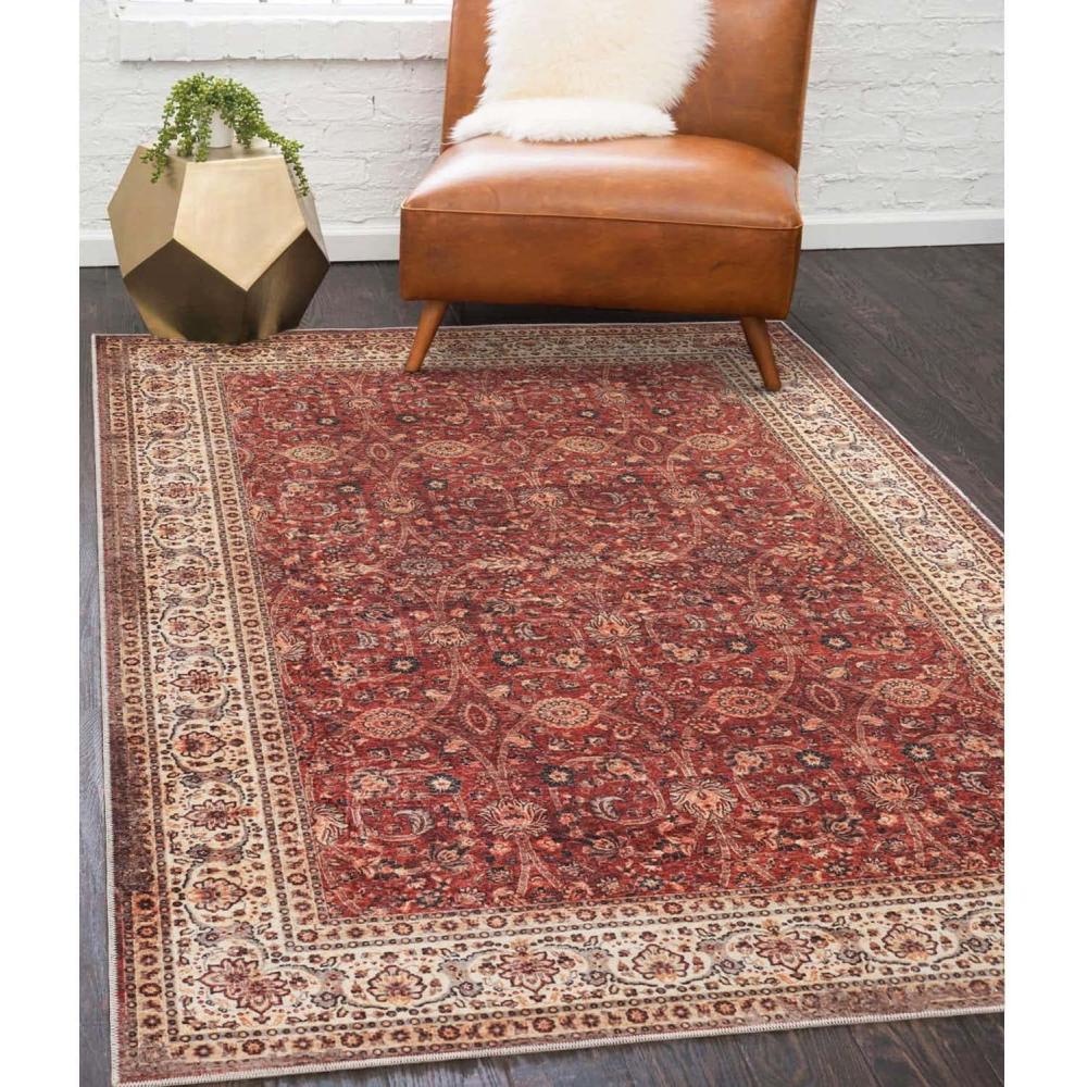 imageSuperior Geometric Medallion Washable Rug Cotton Backing Pet amp Kid Friendly Easy Care NonSlip Rugs for Entry Living Room Kitchen Bedroom Low Pile Area Rug Toucan Collection 6 x 9 Beige