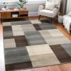 Superior Mack Modern Geometric Tile Indoor Area Rug for Living Room, Bedroom, Office, Kitchen, Dining, Washable Rugs, Jute Backing, Clifton Multi Collection (Grey Brown, 2′ 7″ x 8′)(Grey)
