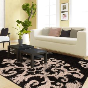 Superior Victorian Shag Area Rug(Black/Charcoal)