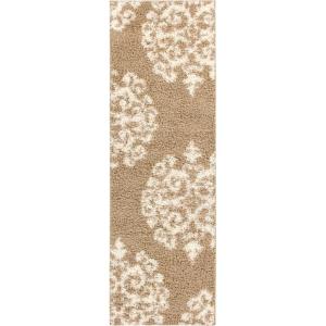 Superior Victorian Shag Area Rug(Gold/White)