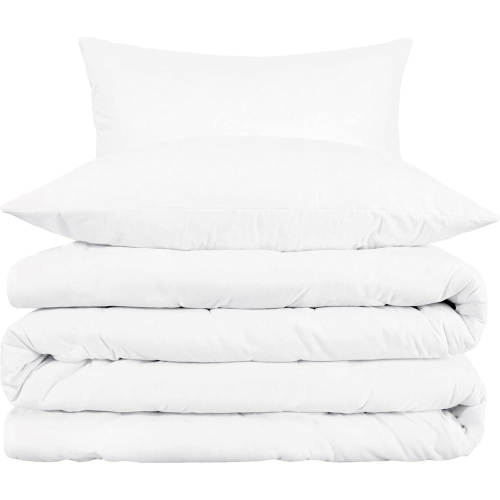 imageSuperior 800 Thread Count Cotton Rich Duvet Cover Set Soft Blanket Cover with Button Closure Luxury Pillow Shams Elegant Daily Use Master Guest Bedroom Basics FullQueen GreyWhite