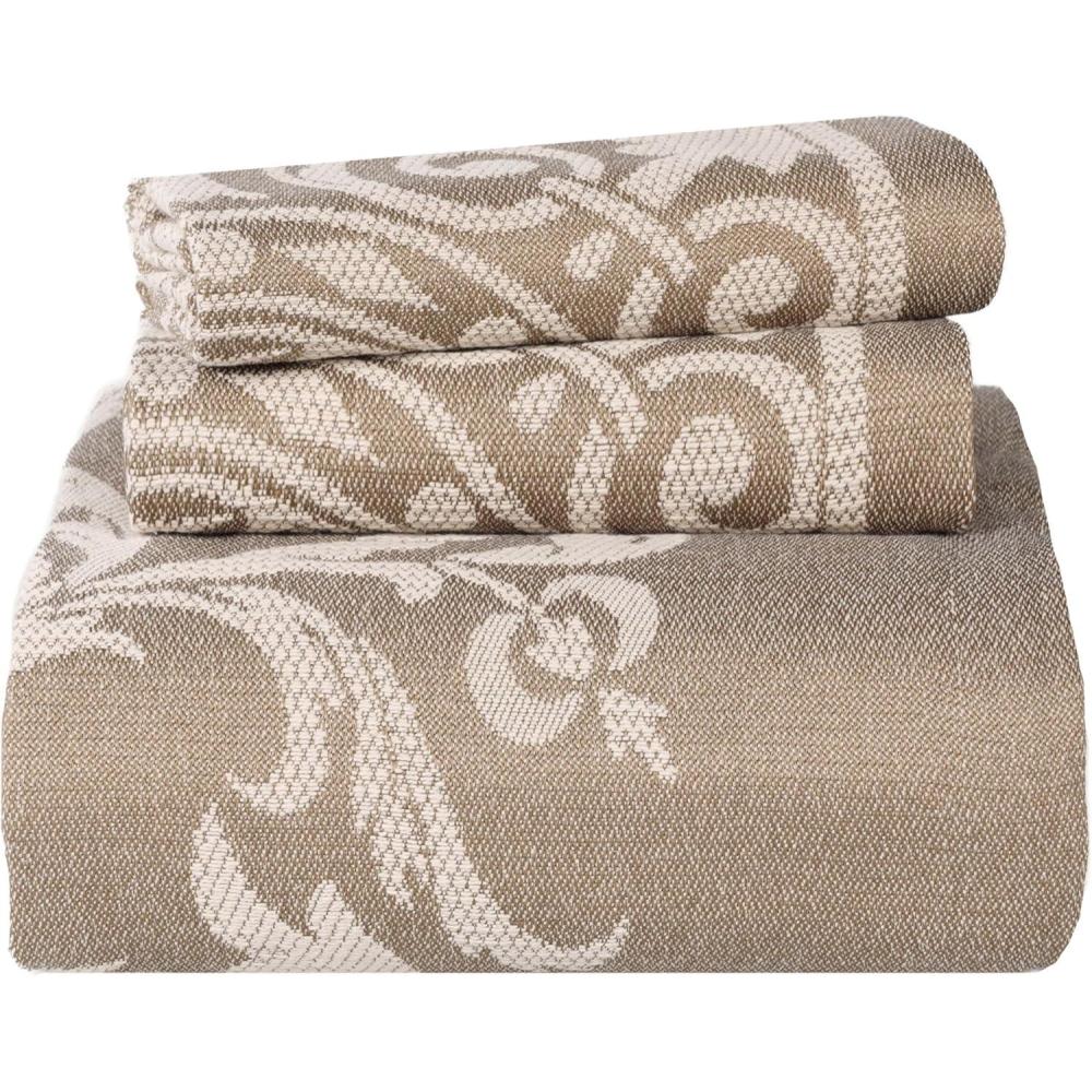 imageSuperior Cotton Blend 2Piece Bedspread Set Oversized Bedspread 1 Matching Pillow Sham Light Weight Blanket Jacquard Traditional Medallion Bedding Decor Adalie Collection Twin CharcoalTaupe