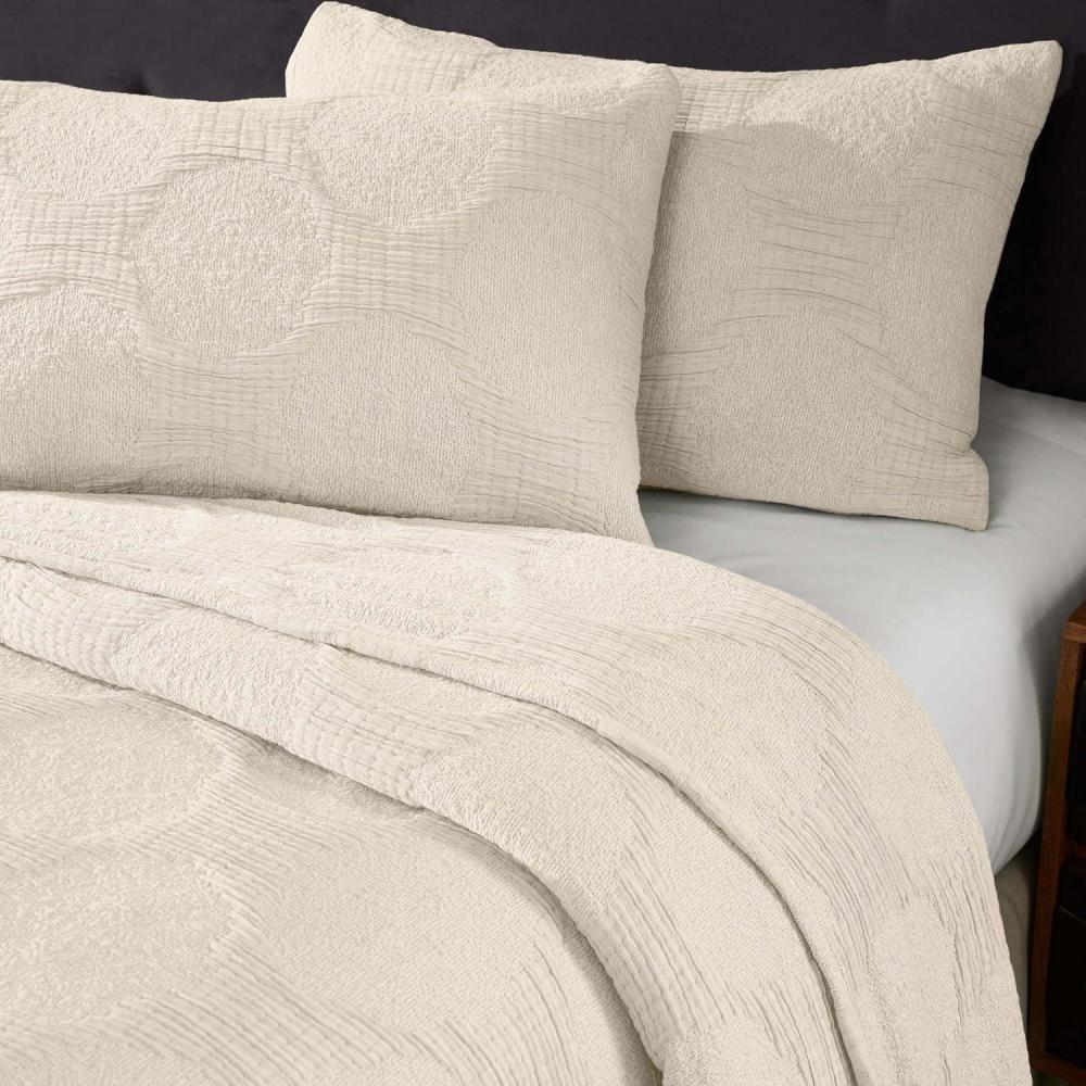 imageSuperior Cotton Blend Coverlet Home Decor Decorative Bed Spread Aesthetic MasterGuest Bedroom Medium Weight Blanket Matelasse Coverlet Bedding Essentials Vineyard Collection King Sky BlueIvorytnta