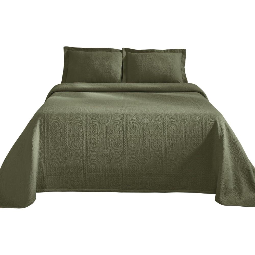 imageSuperior Cotton Fleur De Lis Bedspread Set Warm Blankets AllSeason Bedding Bedroom Decor Decorative Boho Medallion Coverlet Includes 1 Bedspread 2 Pillow Shams Queen BlackSage 01  Z