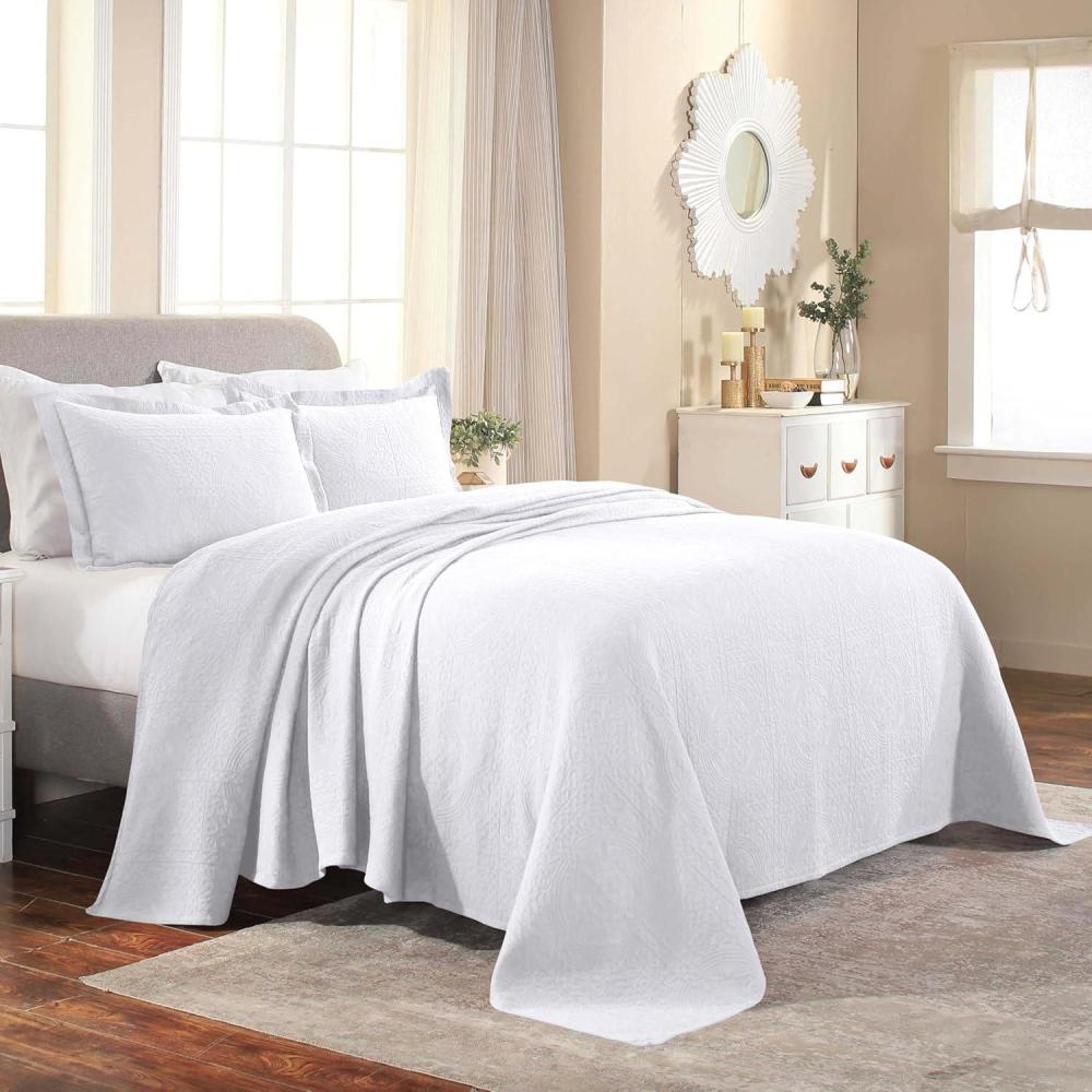 imageSuperior Cotton Fleur De Lis Bedspread Set Warm Blankets AllSeason Bedding Bedroom Decor Decorative Boho Medallion Coverlet Includes 1 Bedspread 2 Pillow Shams Queen BlackWhite 03  Z