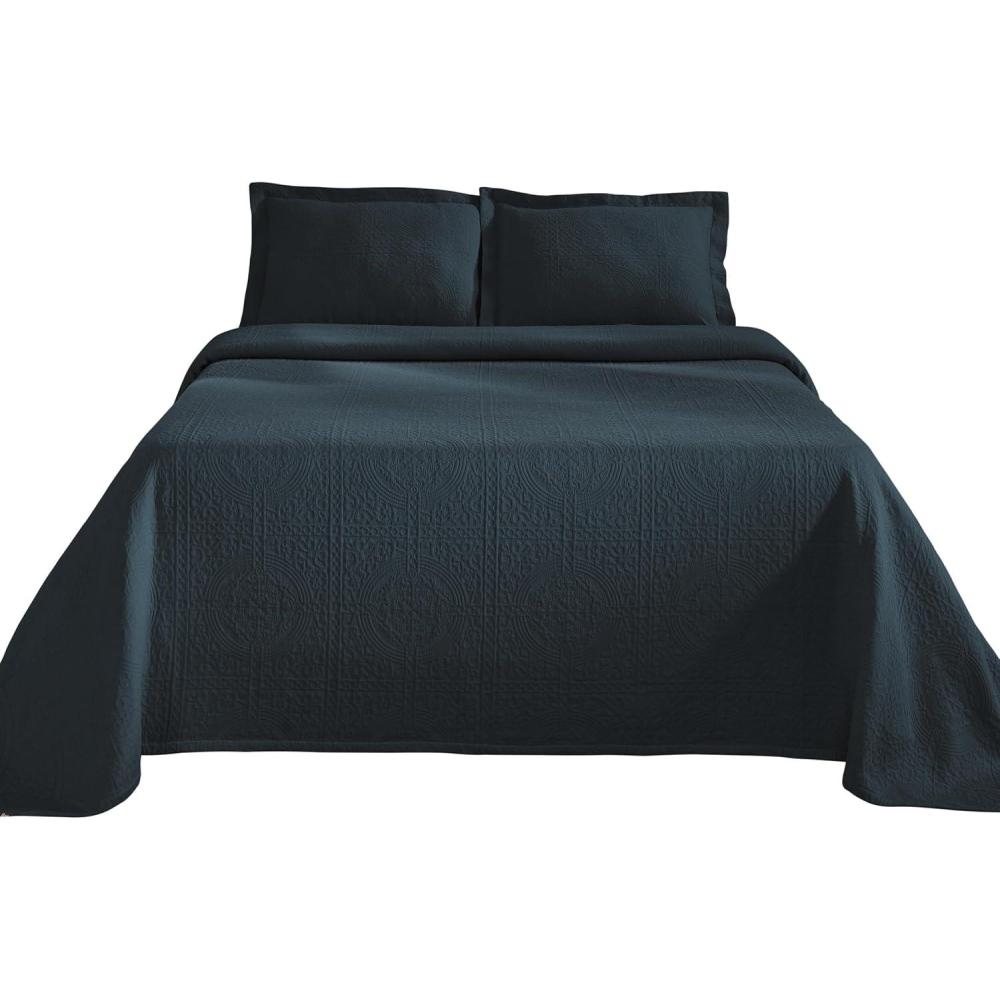 imageSuperior Cotton Fleur De Lis Bedspread Set Warm Blankets AllSeason Bedding Bedroom Decor Decorative Boho Medallion Coverlet Includes 1 Bedspread 2 Pillow Shams Queen BlackDeep Sea  Z