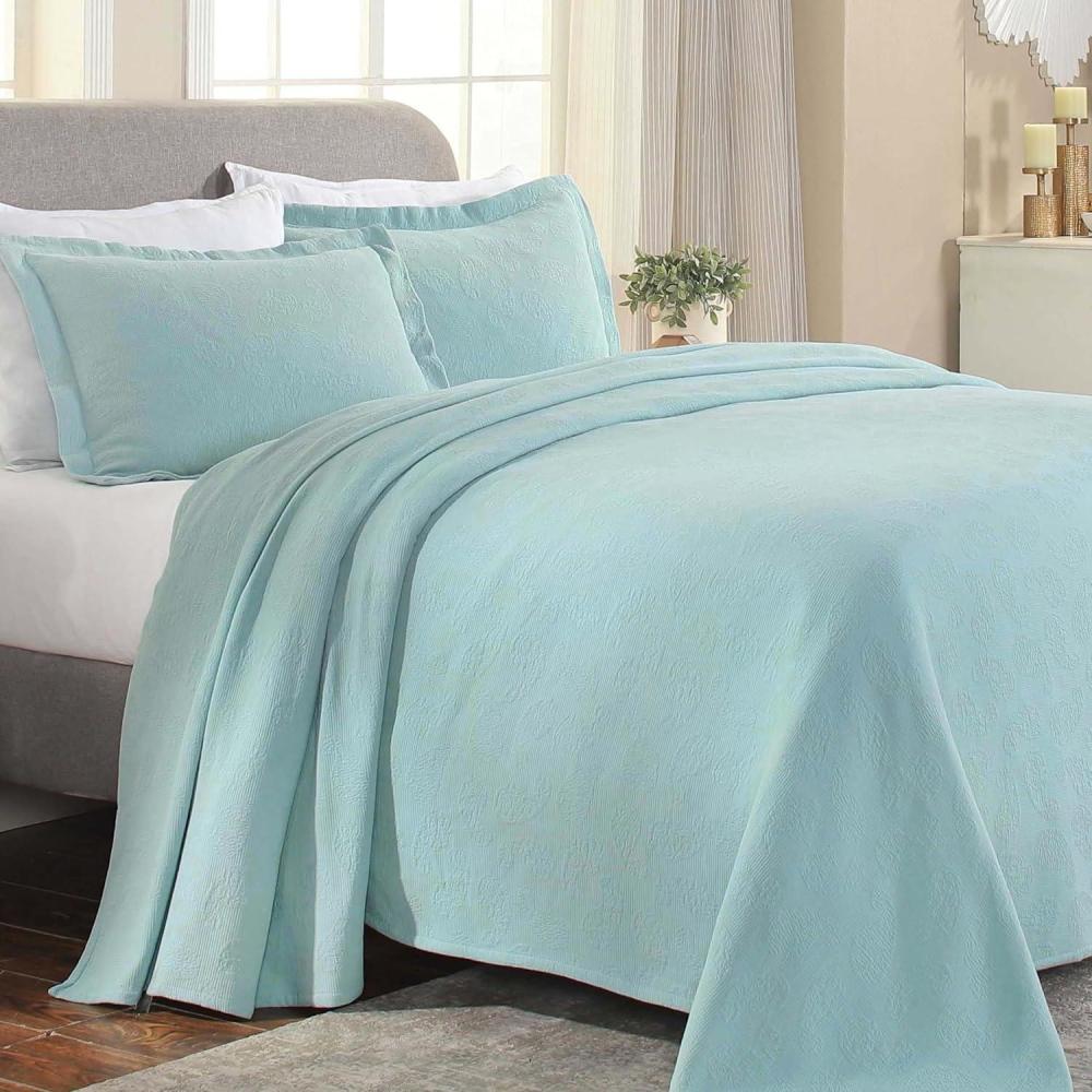 imageSuperior Paisley 2 Piece Cotton Bedspread Set Home Bed Decor Decorative Bed Spread 1 Pillow Sham Medium Weight Blanket Matelasse Coverlet Bedding Vintage Floral Pattern Twin Navy BlueAqua  Z