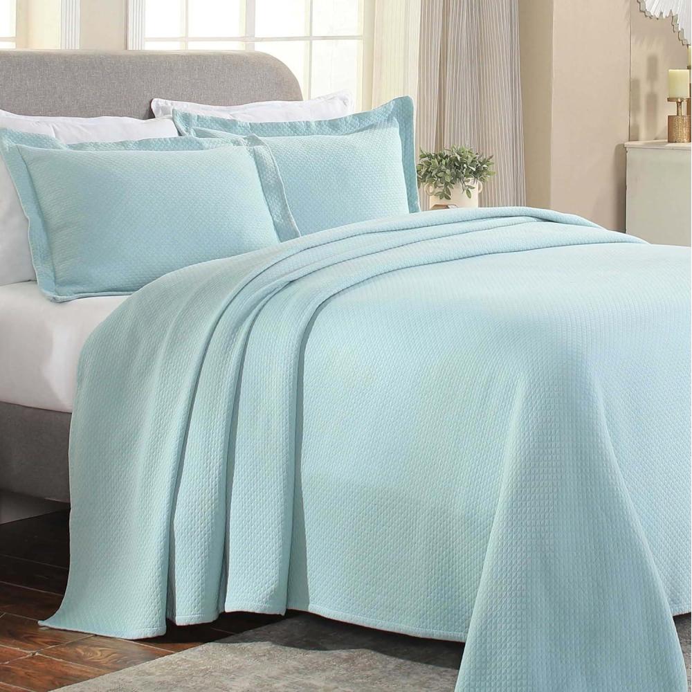 imageSuperior Solitaire Cotton 3 Piece Bedspread Set Home Bed Decor Decorative Textured Bed Spread 2 Pillow Shams Airy Blanket Matelasse Coverlet Bedding AllSeason Accent Blanket King Navy BlueAqua