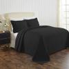 Superior 100% Cotton Basket Weave Bedspread with Shams, All-Season Premium Cotton Matelasse Jacquard Bedding, Quilted-Look Geometric Basket – Queen, Denim Blue(Black)