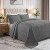 Superior 100% Cotton Basket Weave Bedspread with Shams, All-Season Premium Cotton Matelasse Jacquard Bedding, Quilted-Look Geometric Basket – Queen, Denim Blue(Grey)