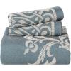 Superior Cotton Blend 2-Piece Bedspread Set, Oversized Bedspread, 1 Matching Pillow Sham, Light Weight Blanket, Jacquard Traditional Medallion Bedding Decor, Adalie Collection, Twin, Charcoal(Cerulean Blue)