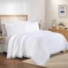Superior Remi Cotton Blend 3 Piece Bedspread Set, Home Bed Decor, Oversized Bedspread, 2 Pillow Shams, Medium Weight Blanket, Geometric Fringe, Matelasse Coverlet, Bedding Essentials, Full, White