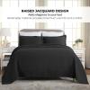 Superior Solitaire Cotton 3 Piece Bedspread Set, Home Bed Decor, Decorative Textured Bed Spread, 2 Pillow Shams, Airy Blanket, Matelasse Coverlet Bedding, All-Season Accent Blanket, Twin, Black