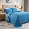 Superior 100% Cotton Basket Weave Bedspread with Shams, All-Season Premium Cotton Matelasse Jacquard Bedding, Quilted-Look Geometric Basket – Queen, Denim Blue(Denim Blue)