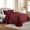 Superior 100% Cotton Basket Weave Bedspread with Shams, All-Season Premium Cotton Matelasse Jacquard Bedding, Quilted-Look Geometric Basket, Full, Black(Garnet)