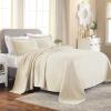 Superior 100% Cotton Basket Weave Bedspread with Shams, All-Season Premium Cotton Matelasse Jacquard Bedding, Quilted-Look Geometric Basket, Full, Black(Ivory)