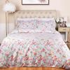 Superior 300-Thread Count Cotton Duvet Cover Bed Set with Pillow Shams, Durable and Breathable, Machine Washable, Vintage Floral Bedding Boho Wildflower, Twin/Twin XL, White(Light Blue)