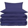 Superior 800 Thread Count Cotton Rich Duvet Cover Set, Soft Blanket Cover with Button Closure, Luxury Pillow Shams, Elegant Daily Use, Master/ Guest Bedroom Basics, Full/Queen, Grey(Navy Blue)