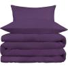 Superior 800 Thread Count Cotton Rich Duvet Cover Set, Soft Blanket Cover with Button Closure, Luxury Pillow Shams, Elegant Daily Use, Master/ Guest Bedroom Basics, Full/Queen, Grey(Plum)