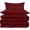 Superior 800 Thread Count Cotton Rich Duvet Cover Set, Soft Blanket Cover with Button Closure, Luxury Pillow Shams, Elegant Daily Use, Master/ Guest Bedroom Basics, Full/Queen, Grey(Burgundy)