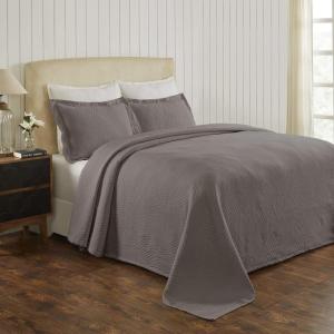 Superior 100% Cotton Basket Weave Bedspread with Shams, All-Season Premium Cotton Matelasse Jacquard Bedding, Quilted-Look Geometric Basket – Queen, Denim Blue(Grey)