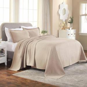 Superior 100% Cotton Basket Weave Bedspread with Shams, All-Season Premium Cotton Matelasse Jacquard Bedding, Quilted-Look Geometric Basket, Full, Black(Linen)