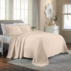 Superior 2 Piece Celtic Circles Cotton Bedspread Set, Decorative Bed Spread, Home Bed Decor, 1 Pillow Sham, Medium Weight Blanket, Matelasse Coverlet Bedding, Wedding Ring Design, Twin, Ivory(Ivory)