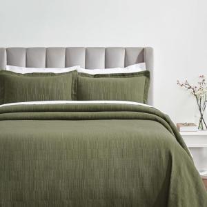 Superior 2 Piece Celtic Circles Cotton Bedspread Set, Decorative Bed Spread, Home Bed Decor, 1 Pillow Sham, Medium Weight Blanket, Matelasse Coverlet Bedding, Wedding Ring Design, Twin, Ivory(Olive Green)