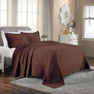 Superior 2 Piece Celtic Circles Cotton Bedspread Set, Decorative Bed Spread, Home Bed Decor, 1 Pillow Sham, Medium Weight Blanket, Matelasse Coverlet Bedding, Wedding Ring Design, Twin, Ivory(Cappuccino)