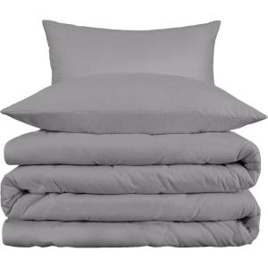 Superior 800 Thread Count Cotton Rich Duvet Cover Set, Soft Blanket Cover with Button Closure, Luxury Pillow Shams, Elegant Daily Use, Master/ Guest Bedroom Basics, Full/Queen, Grey(Light Grey)