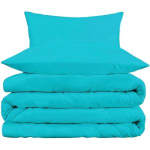 Superior 800 Thread Count Cotton Rich Duvet Cover Set, Soft Blanket Cover with Button Closure, Luxury Pillow Shams, Elegant Daily Use, Master/ Guest Bedroom Basics, Full/Queen, Grey(Teal)